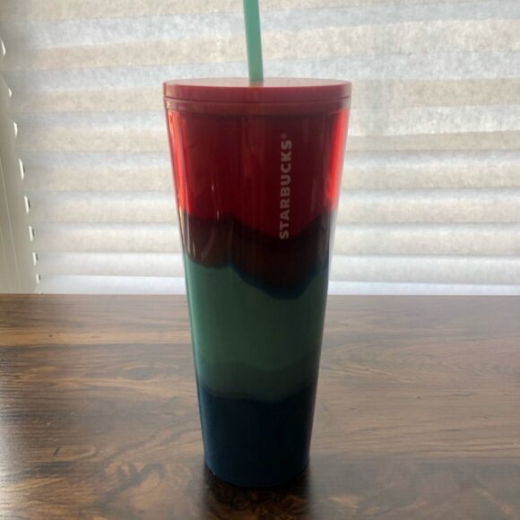 STARBUCKS 2021 Red Blue Wave Venti Tumbler 24 oz - Picture 2 of 6